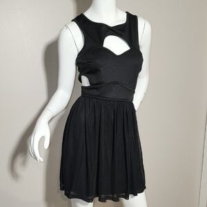 Elegant Black Cutout Mini Dress